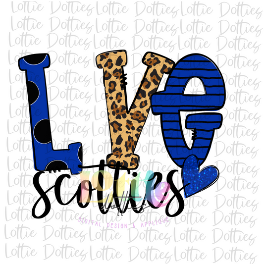 Love Scotties PNG - Love Scotties Sublimation - Digital Download - Royal and Black