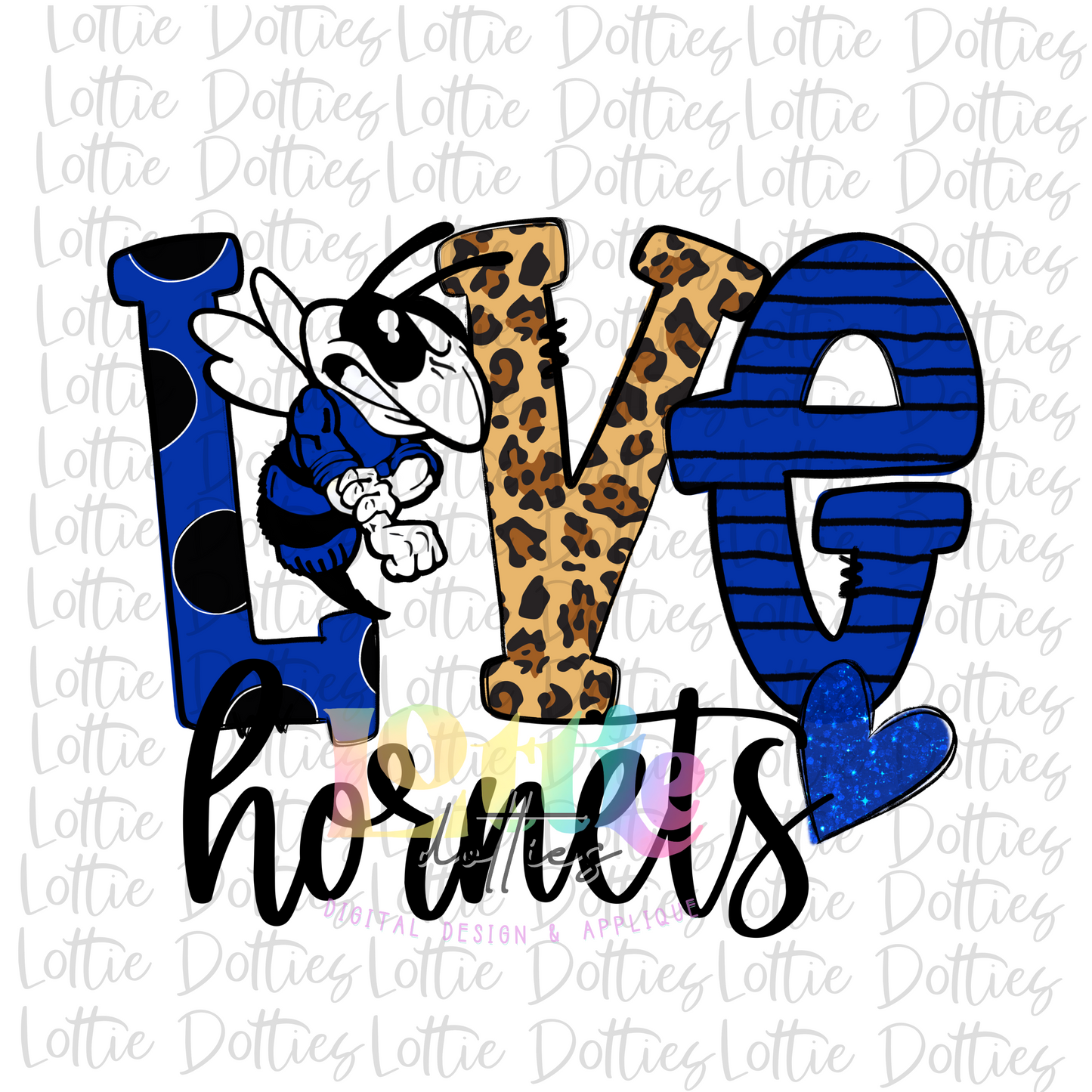 Love  Hornets PNG - Digital Download - Hornets  Sublimation Design - Blue