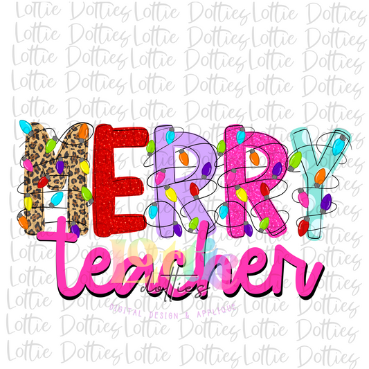 Merry Teacher PNG - School Design - Christmas SublimatiMion - Digital Download
