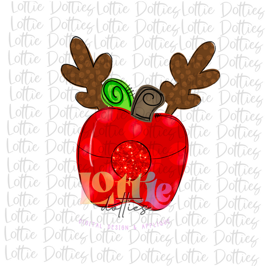 Apple Reindeer  - PNG - Christmas Sublimation - School -  Digital Download