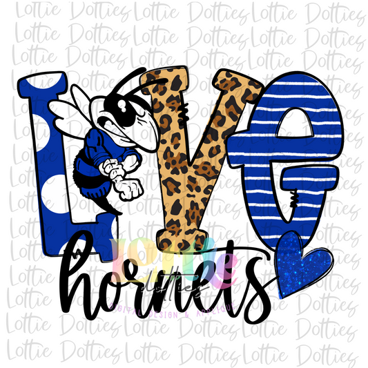 Love  Hornets PNG - Digital Download - Hornets  Sublimation Design - Blue and White