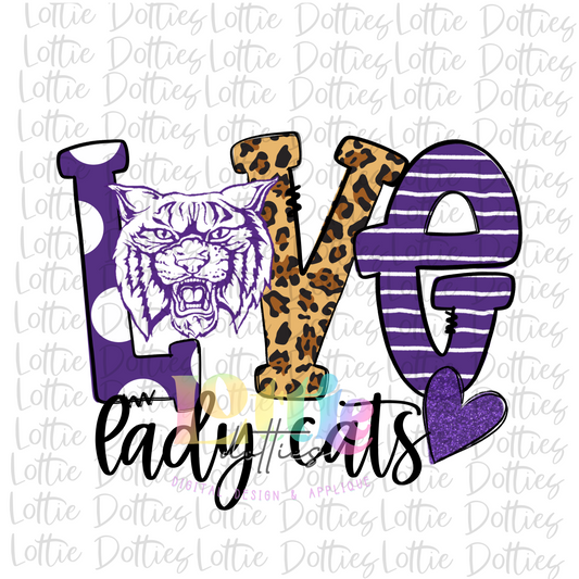 Love Wildcats  PNG - Wildcats Sublimation - Digital Download - Purple and White