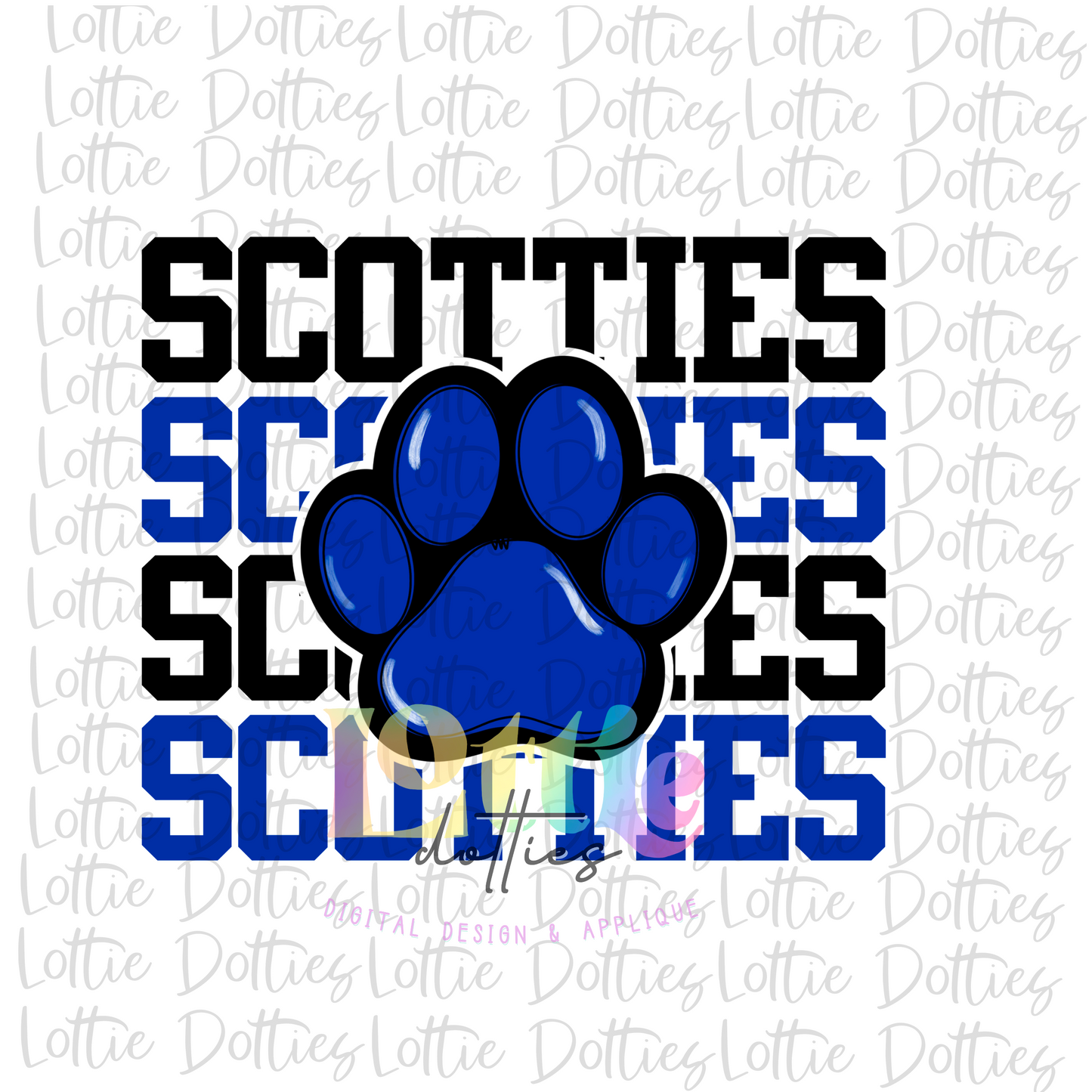 Scotties Stacked - PNG - Scotties Sublimation - Digital Download - Royal and Black