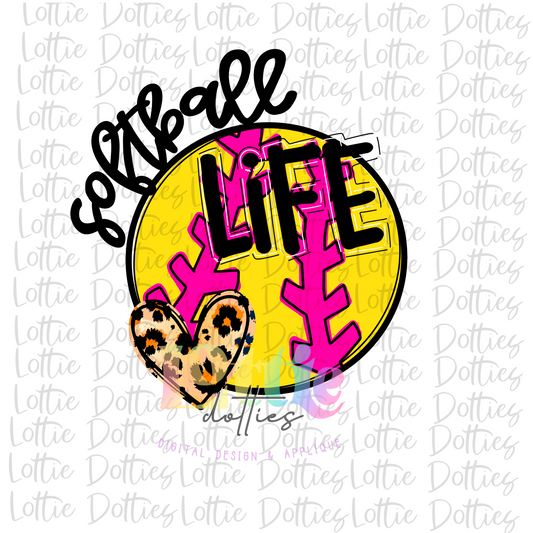 Softball Life  Png  - Softball Sublimation -  Instant Download - Digital Download - Pink