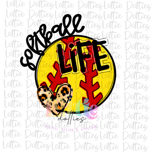 Softball Life  Png  - Softball Sublimation -  Instant Download - Digital Download - Red