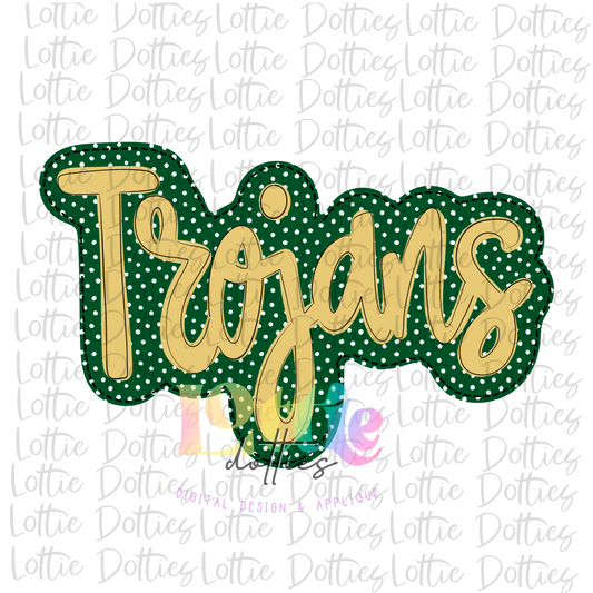 Trojans - PNG - sublimation design - Digital Download - Green and Vegas Gold