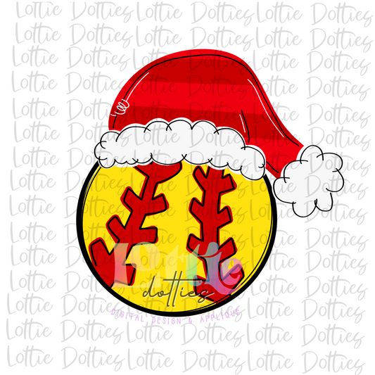 Softball Santa PNG - Softball Sublimation - Digital Download - Red
