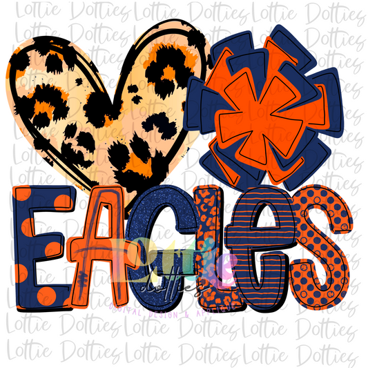 Heart Pom Eagles -  PNG - Eagles -  sublimation design - Digital Download