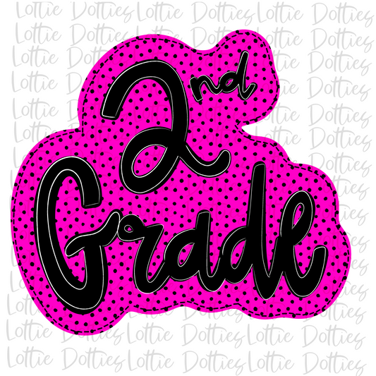 Second Grade - PNG - Back To School - Sublimation - Digital Download - Pink and Black