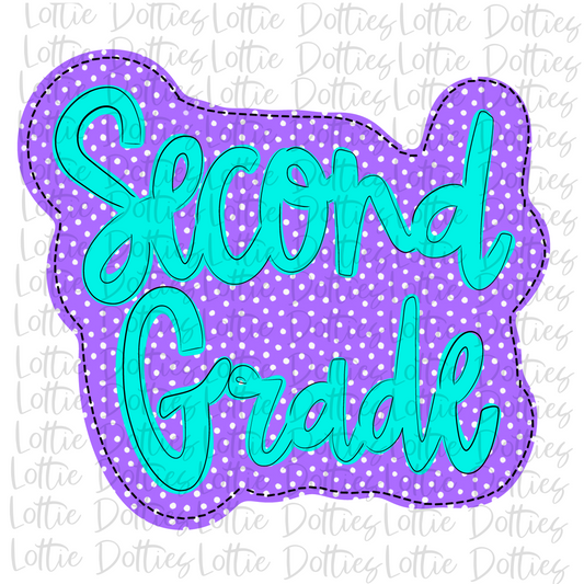 Second Grade - PNG - Back To School - Sublimation - Digital Download - Purple and Blue