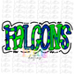 Falcons PNG - Falcons  -  Sublimation design - Digital Download - Green and Blue