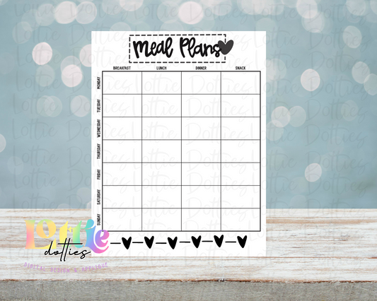 Meal Plan PNG - Meal Plan Sublimation - Digital Download