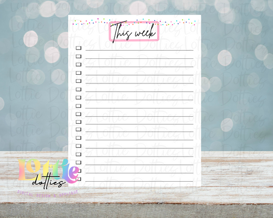 This Week To Do List PNG - Things To Do - Sublimation - Digital Download