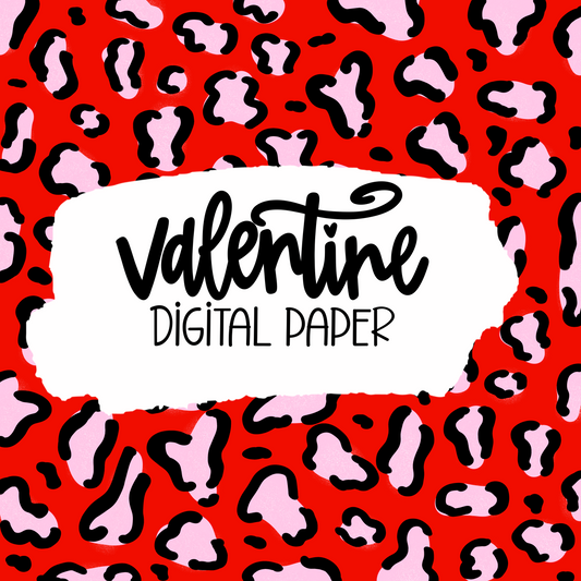 Valentine Digital Paper PNG - Valentine's Day Sublimation - Digital Download - Leo Red Pink