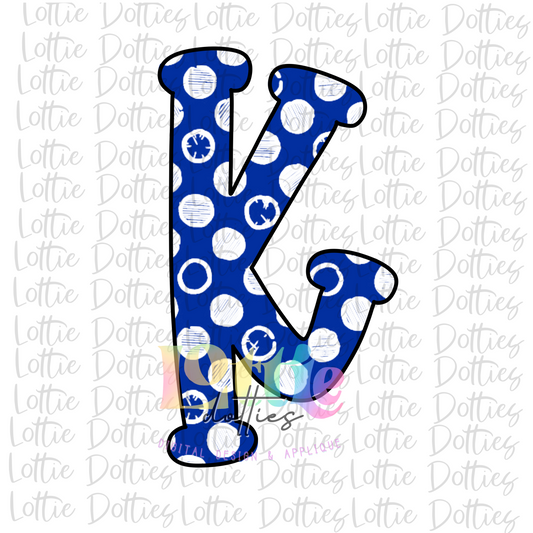 K PNG - K Sublimation - Digital Download - Royal Blue and White