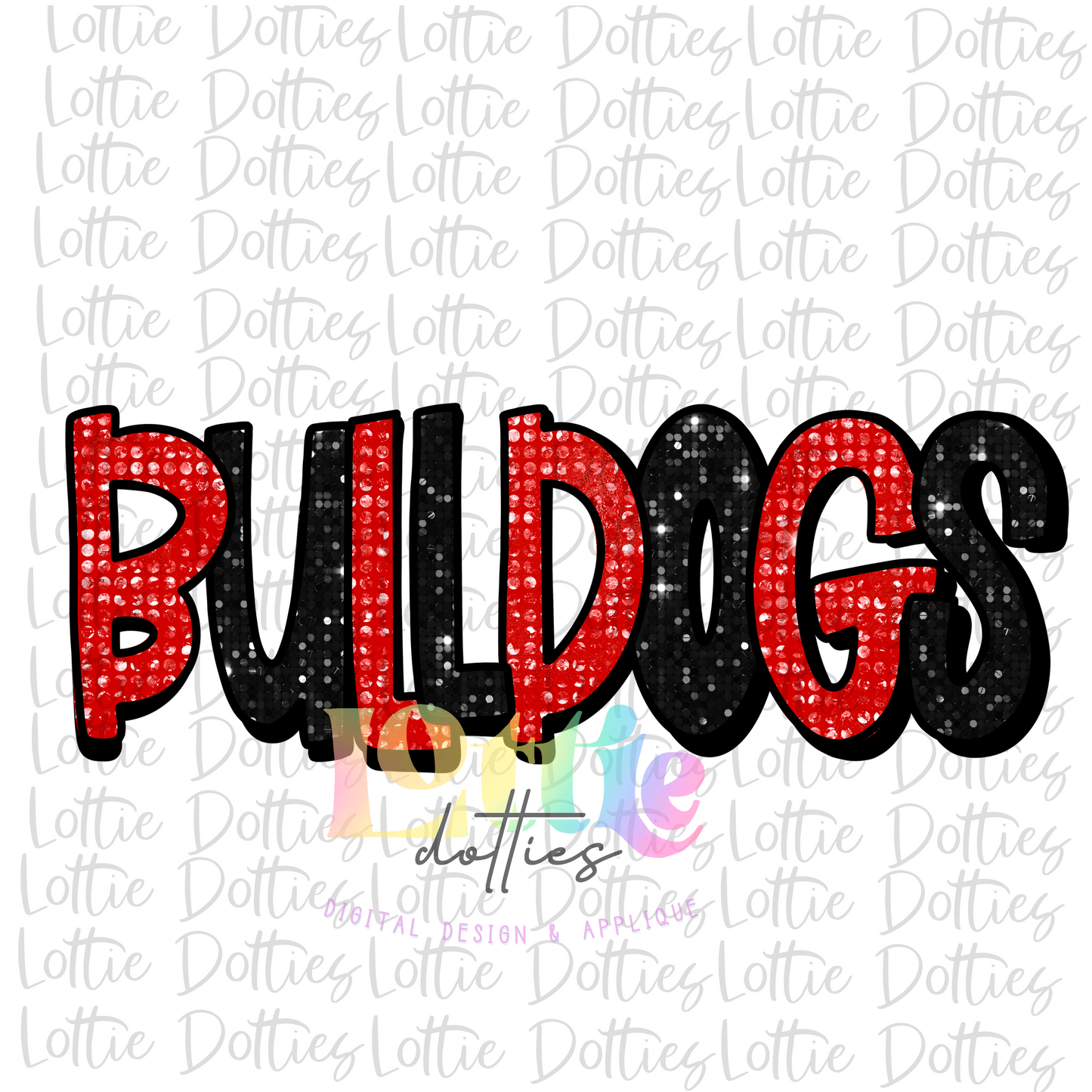 Bulldogs PNG - Bulldogs Sublimation Design - Digital Download - Red and Black Rhinestones