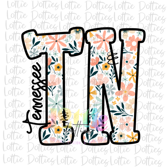 Tennessee -  Png - TN  Sublimation Design - Digital Download - Floral