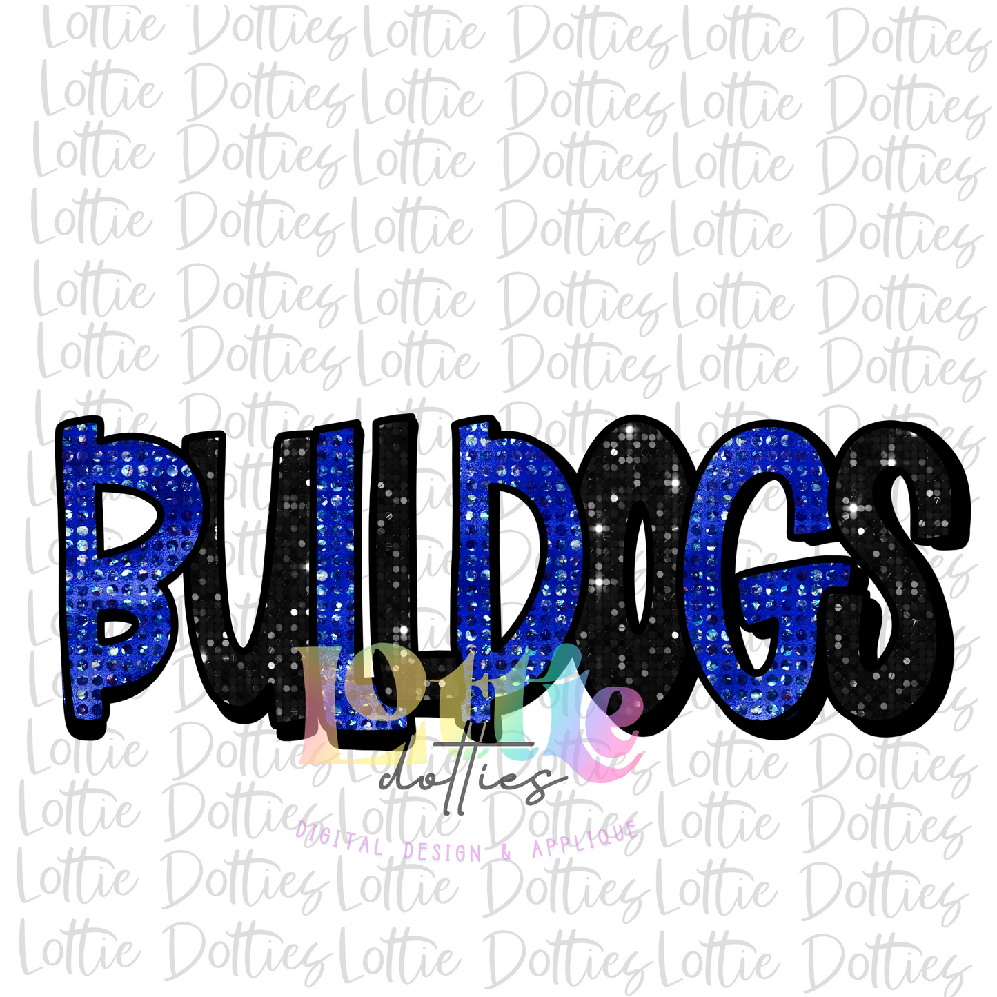 Bulldogs -  PNG - Bulldogs  -  Blue and Black Rhinestone - Sublimation Design - Digital Download