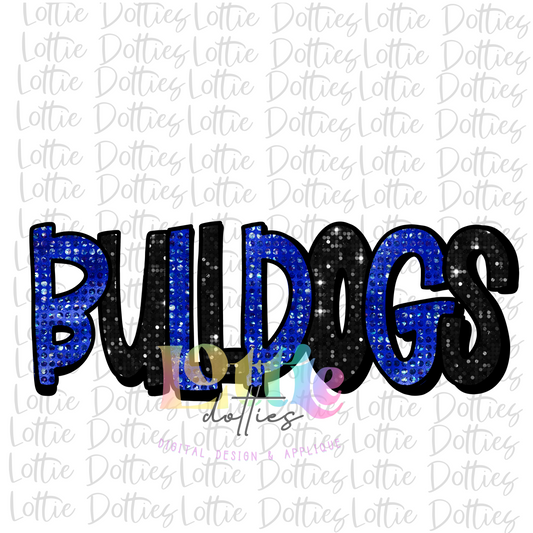 Bulldogs -  PNG - Bulldogs  -  Blue and Black Rhinestone - Sublimation Design - Digital Download