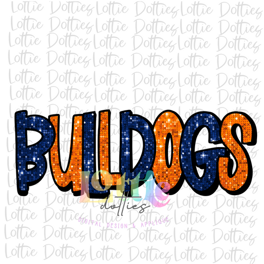 Bulldogs -  PNG - Bulldogs  - Navy and Orange Rhinestone - Sublimation Design - Digital Download