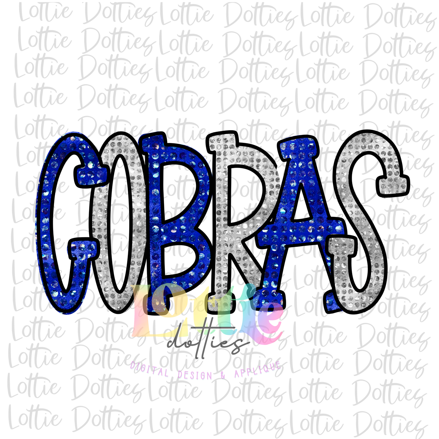 Cobras - PNG - Cobras - Sublimation - Digital Download - Royal and Sliver Rhinestone