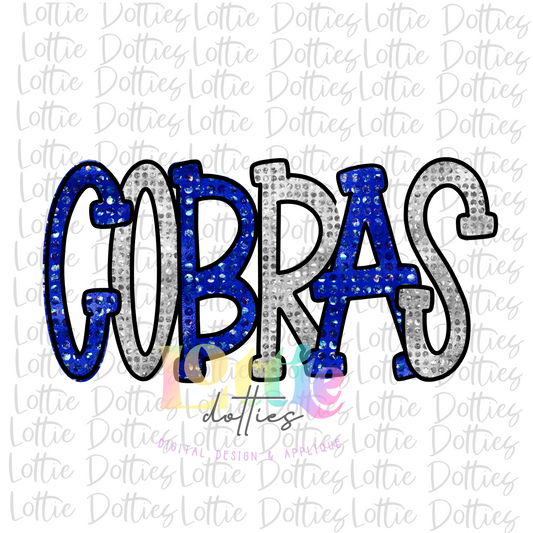 Cobras - PNG - Cobras - Sublimation - Digital Download - Royal and Sliver Rhinestone