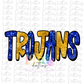 Trojans - PNG - sublimation design - Digital Download - Blue and Gold Rhinstone