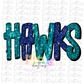 Hawks PNG   - Instant Download - Digital Download - Sublimation Design - Teal and Blue Rhinestone