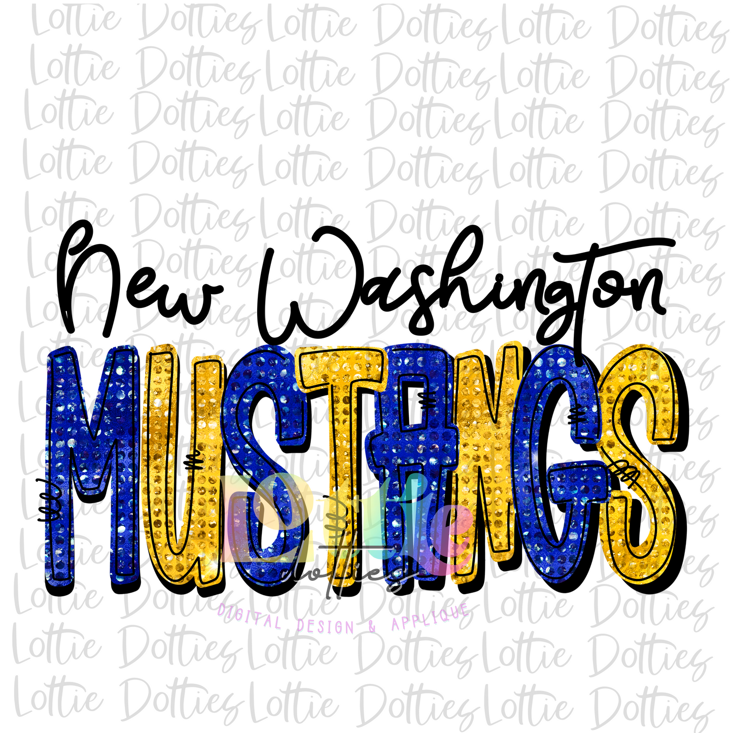 New Washington Mustangs PNG - Mustangs -  sublimation design - Digital Download - Blue and Gold