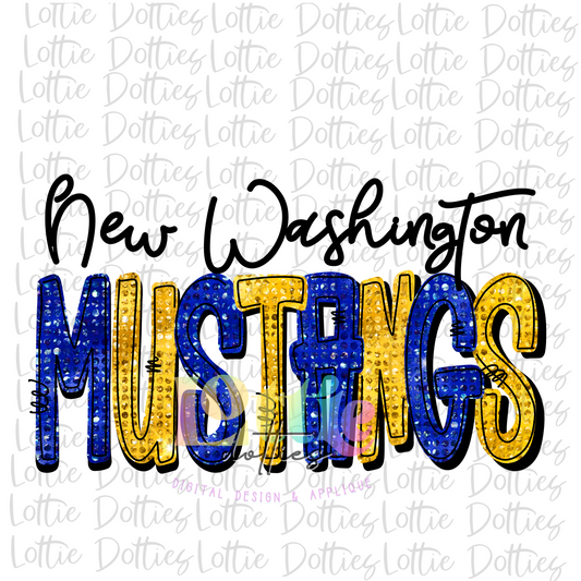 New Washington Mustangs PNG - Mustangs -  sublimation design - Digital Download - Blue and Gold