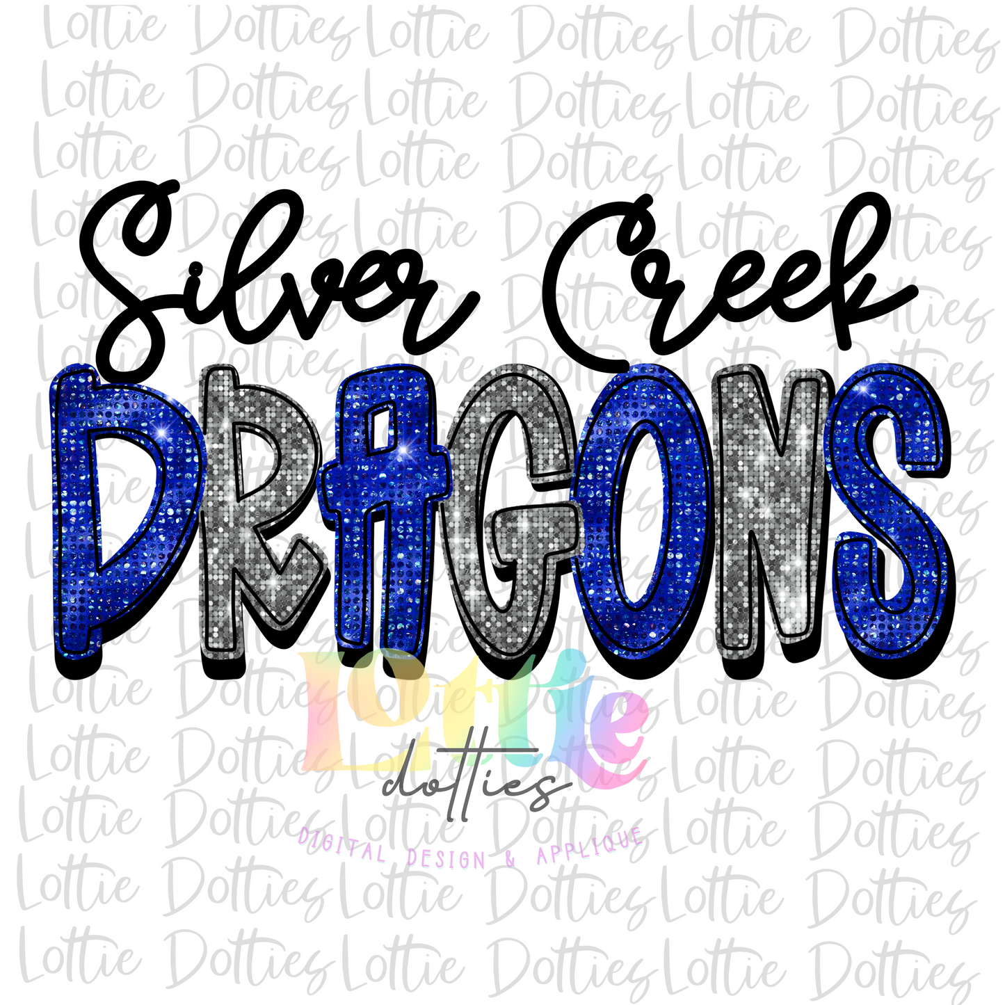 Silver Creek Dragons PNG - Instant Download - Sublimation Design - Royal and Silver