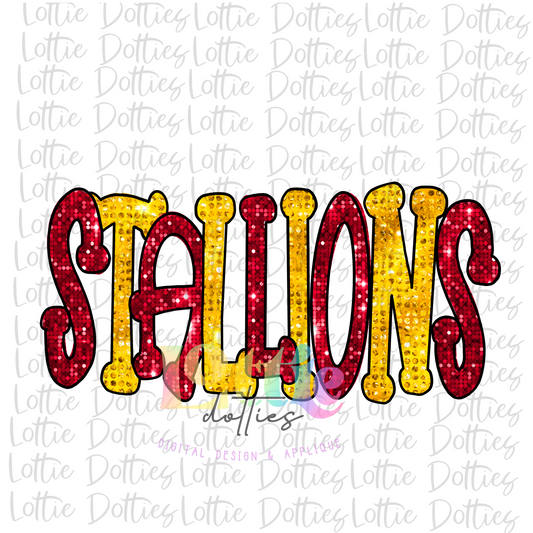Stallions PNG - Stallions -  sublimation design - Digital Download - Crimson and Gold Rhinestone