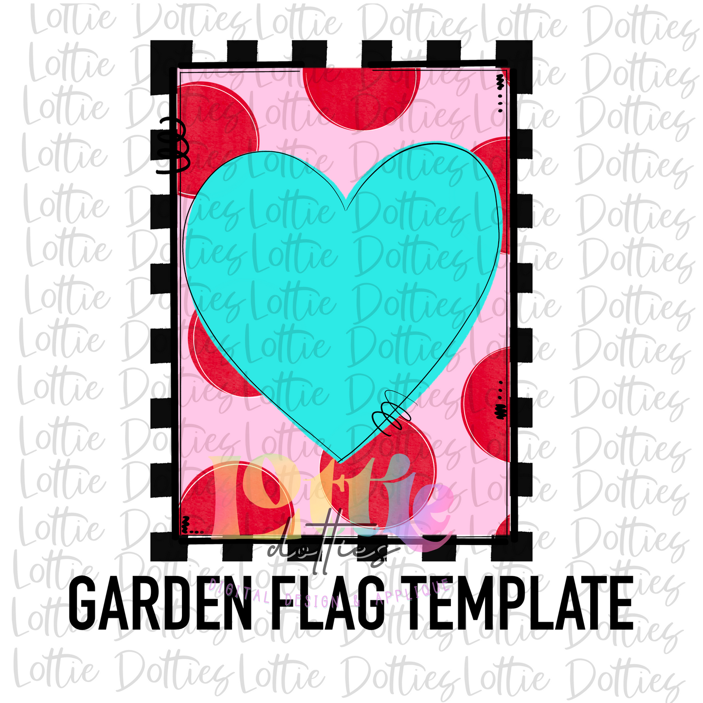 Valentine's Day Flag PNG - Valentine Sublimation - Digital Download - Heart Flag