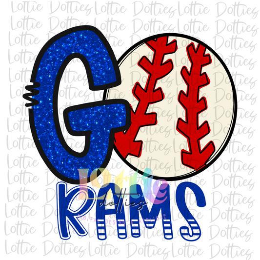 Go Rams PNG - Rams Baseball Sublimation design - Digital Download