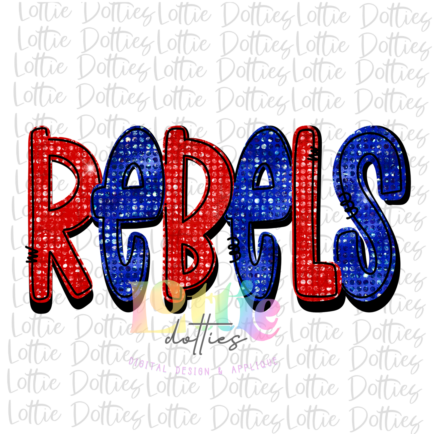 Rebels PNG - Instant Download - Digital Download - Rebels Sublimation Design - Red and Blue  Rhinestone