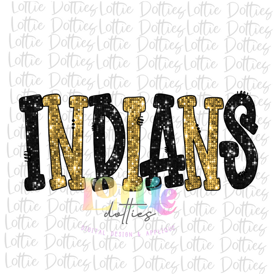 Indians PNG -  Indians sublimation design - Digital Download - Black and Vegas Gold