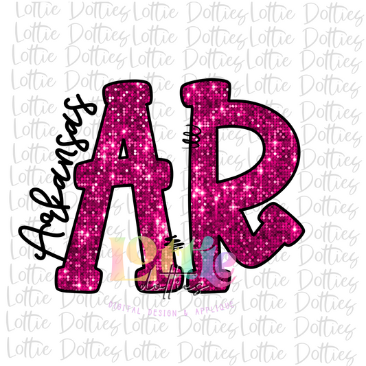 AR  PNG - Arkansas  Sublimation design - Digital Download - Pink Rhinestone