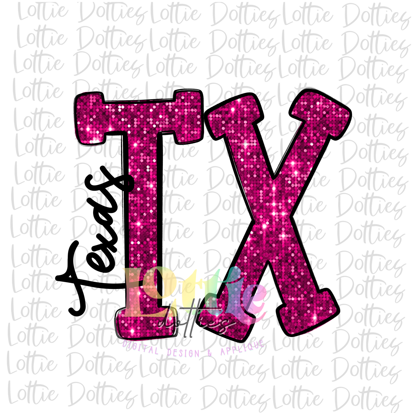 TX - PNG - Texas - Sublimation - Digital Download - Pink Rhinestone