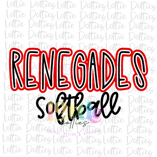 Rene Gades Softball PNG - Softball Sublimation - Digital Download