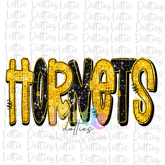 Hornets PNG -  Hornets   -  sublimation design - Digital Download - Black and Gold Rhinestone