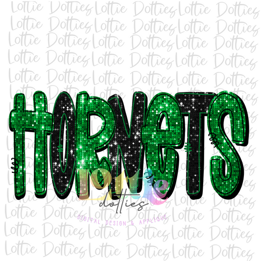 Hornets PNG -  Hornets   -  sublimation design - Digital Download - Green and Black Rhinestone