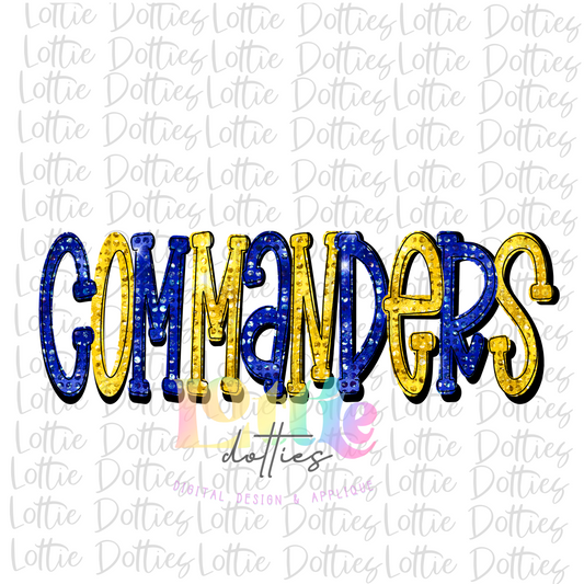 Commanders PNG - Commanders Sublimation - Digital Download - Royal and Gold Rhinestone