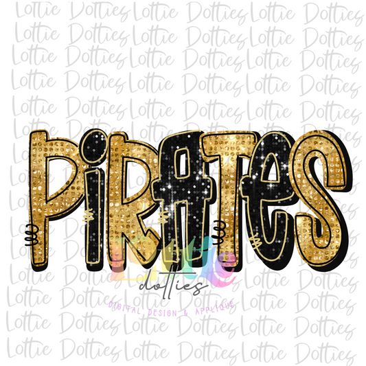 Pirates - PNG - sublimation design - Digital Download - Black and Gold Rhinestone