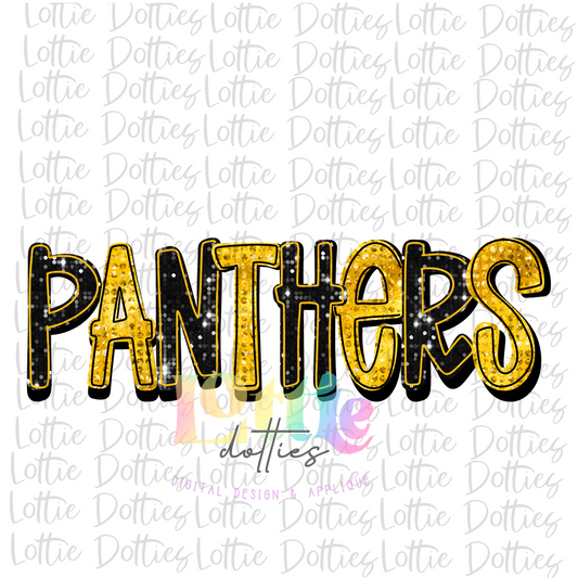 Panthers  PNG - Panthers Sublimation  - Digital Download - Black and Gold Rhinestone