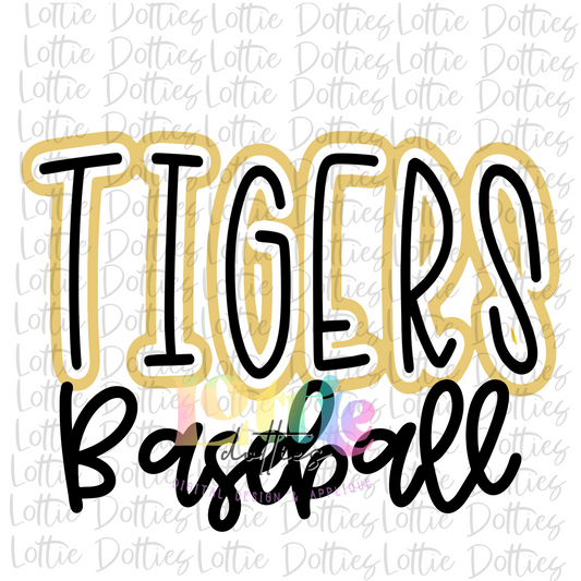 Tigers Baseball Png - Tigers Sublimation Design - Digital Download - Black and Gold