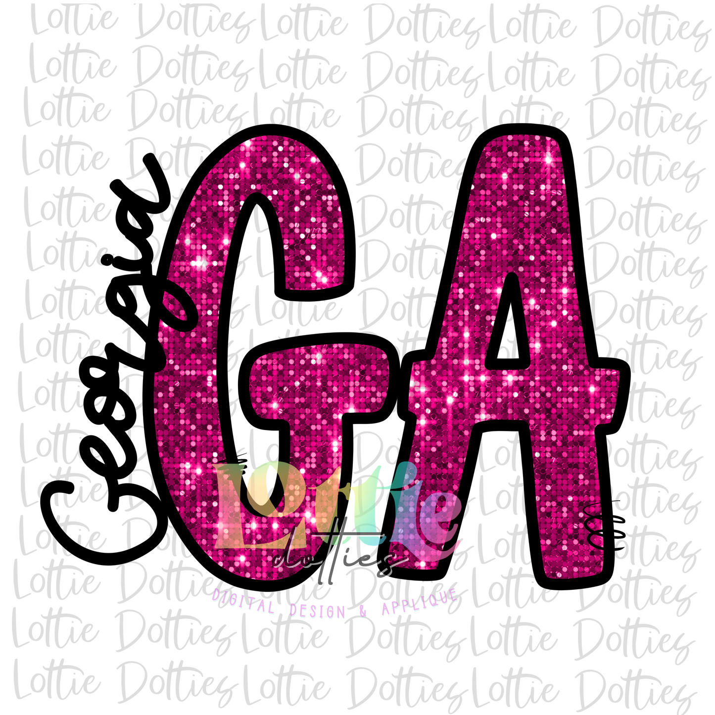 Georgia Png  - GA Sublimation  -  Digital Download - Pink Rhinestone