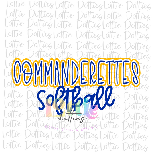 Commanderettes Softball PNG - Softball Sublimation - Digital Download