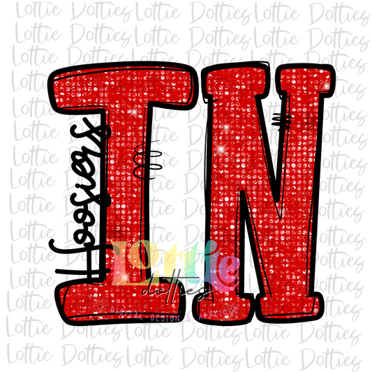 Indiana Png -IN Hoosiers Sublimation design - Digital Download - Red Rhinestone