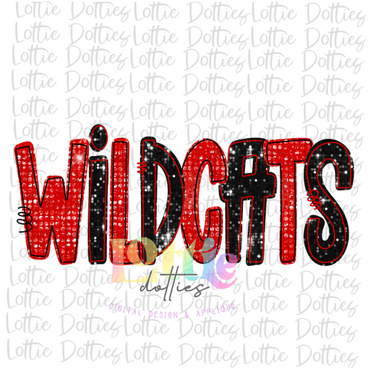 Wildcats  PNG - Wildcats -  sublimation  - Digital Download - Red and Black Rhinestone