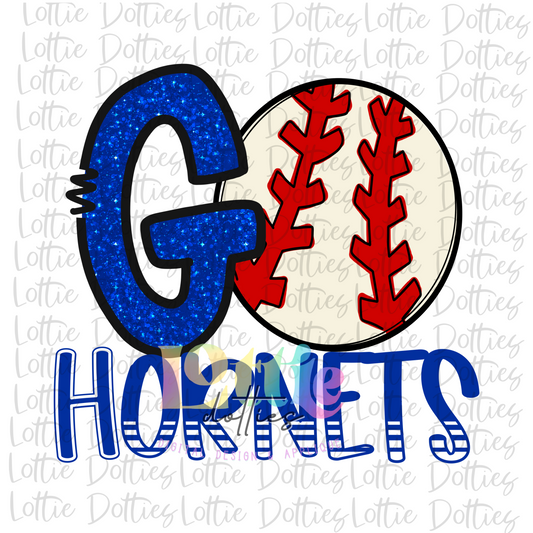 Go Hornets PNG -  Hornets Baseball   -  Sublimation Design - Digital Download - Royal